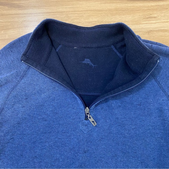 Tommy Bahama Half Zip pullover reversible navy blue Large L - Picture 3 of 11